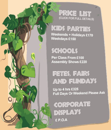 Creepy Crawly Show price list